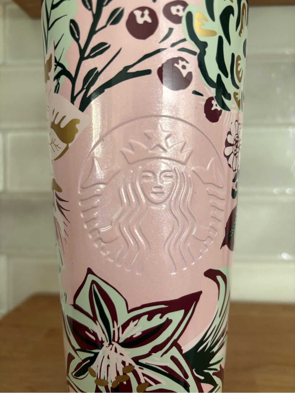 Starbucks Holiday Pink Enchanted Forest Berry Stainless Tumbler Excellent - Picture 2 of 11